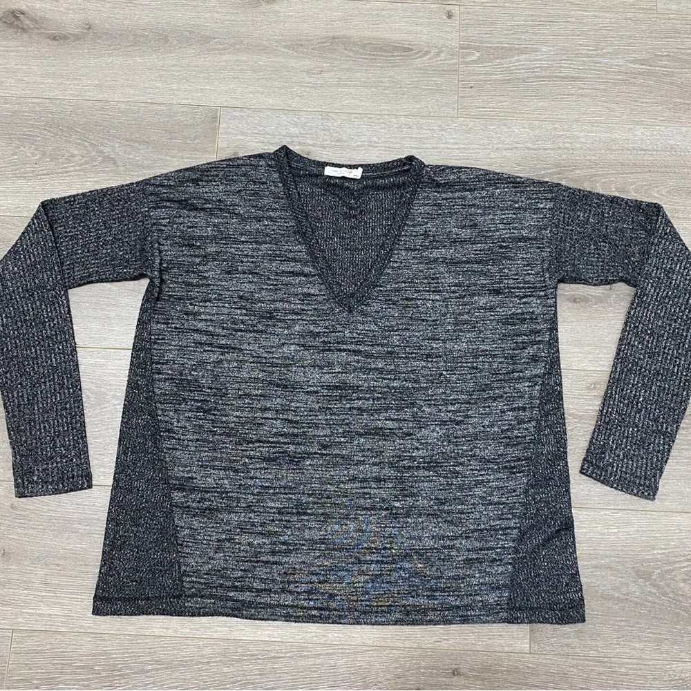 Rag & Bone Sweater Womens Medium Heather Gray V Neck Long Sleeve Rayon Polyester